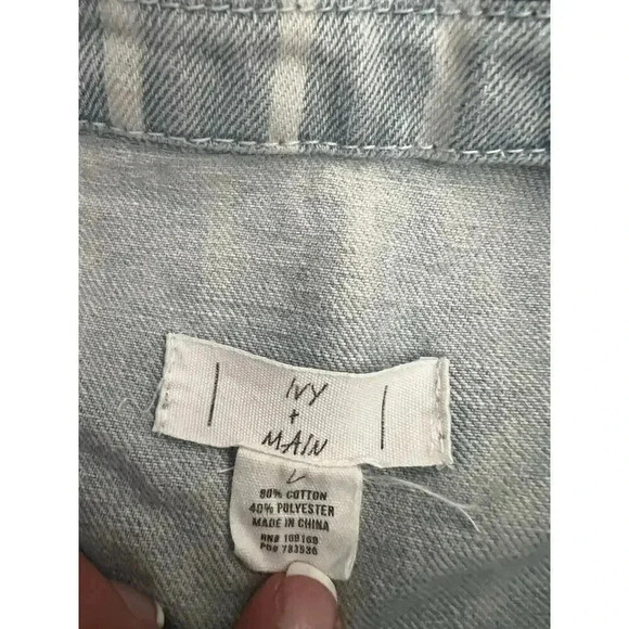Women's Large Ivy&Main‎ Blue & White Jean Jacket - Picture 4 of 7